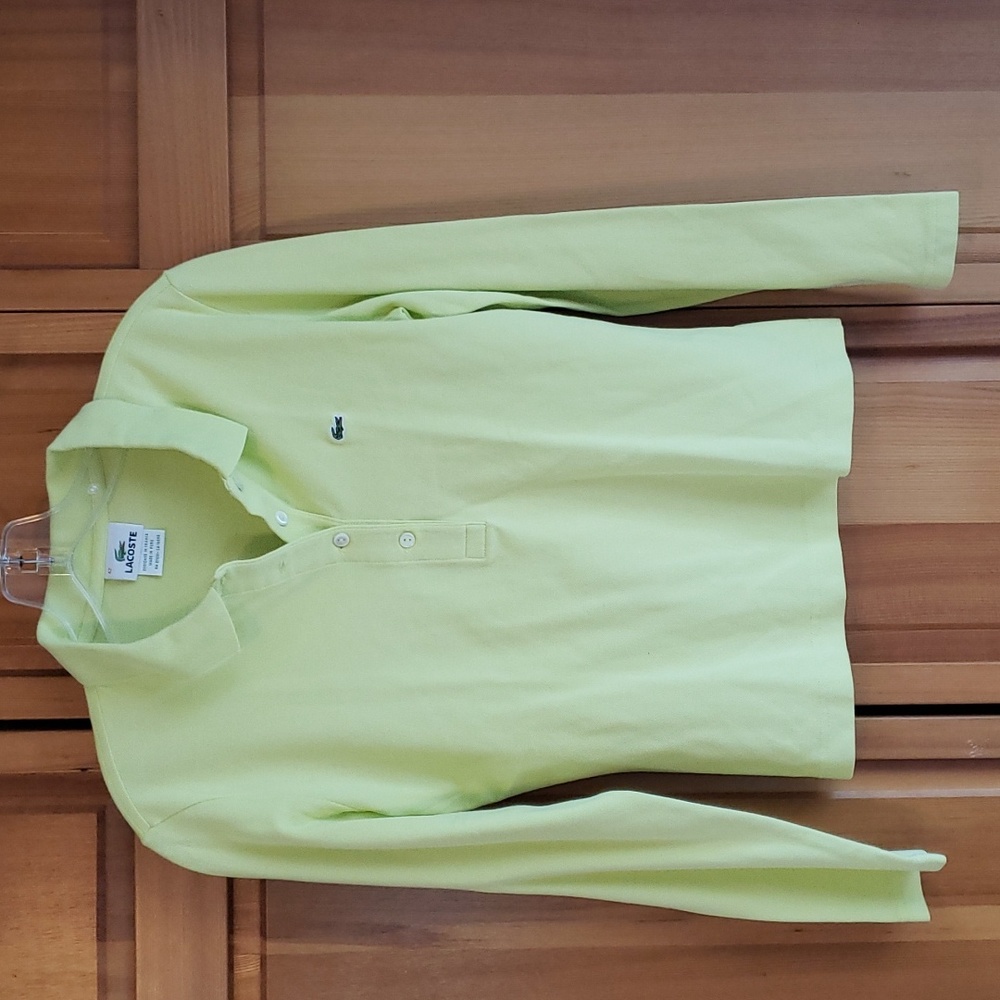 Womens LaCoste Long Sleeved Polo Shirt Green size 9